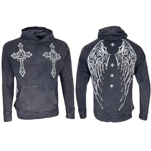 Archaic By Affliction Unisex Oversized Boxy Pullover Hoodie Stone Ranger - Picture 1 of 10